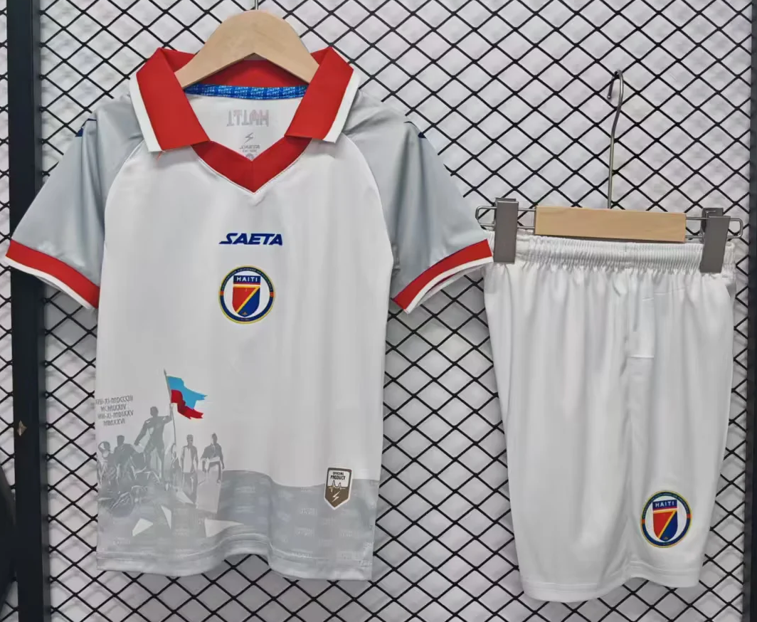 Kids 2026/27 Haiti Away Gray & White Kids/Youth Soccer Uniform-1030