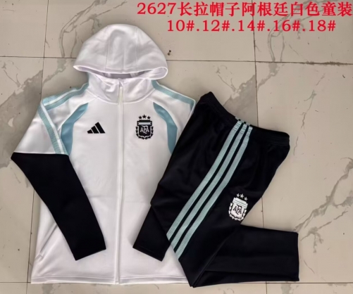 Kids 2026/27 Argentina White Kids/Youth Jacket Uniform With Hat-815
