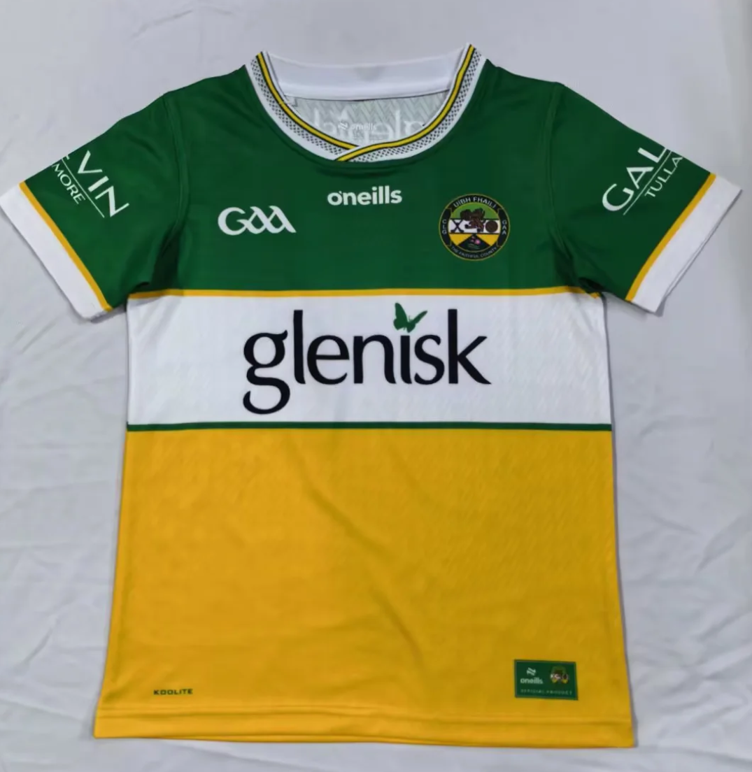 Kids 2026 GAA Season Green & White & Yellow Thailand Rugby Shirts-805