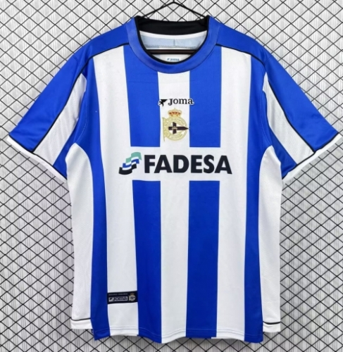 02/03 Retro Version Deportivo La Coruña Home Blue & White Thailand Soccer Jersey AAA-503