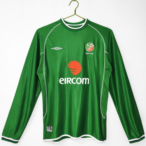 2002 Retro Version Ireland Home Green LS Thailand Soccer Jersey AAA-710