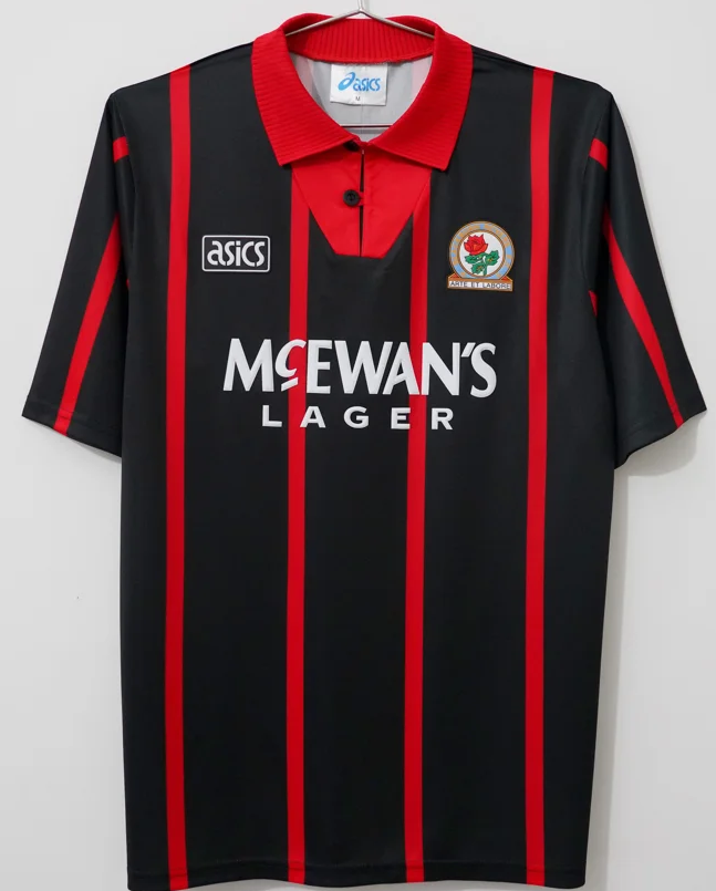 94/95 Retro Version Blackburn Rovers Away Black & Red Thailand Soccer Jersey AAA-66