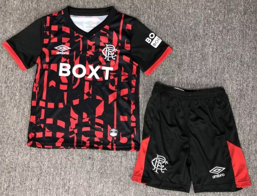 Kids 2026/27 Rangers 2nd Away Black & Red Kids/Youth Soccer Uniform-1040