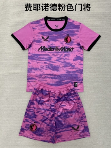 Kids 2026/27 Feyenoord Rotterdam Goalkeeper Pink Kids/Youth Soccer Uniform-208