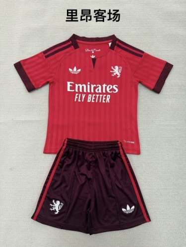 Kids 2026/27 Olympique Lyonnais Away Red Kids/Youth Soccer Uniform-208