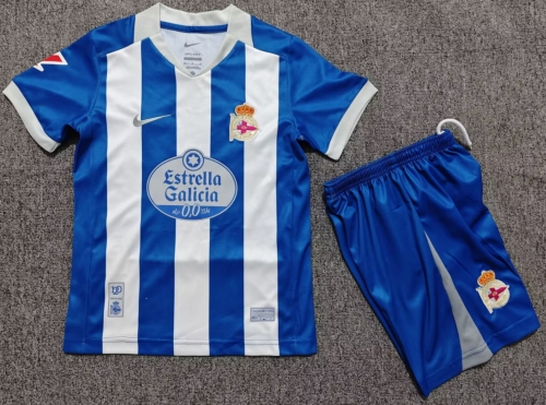 Kids 2026/27 Deportivo de La Coruña Home Blue & White Kids/Youth Soccer Uniform-1040