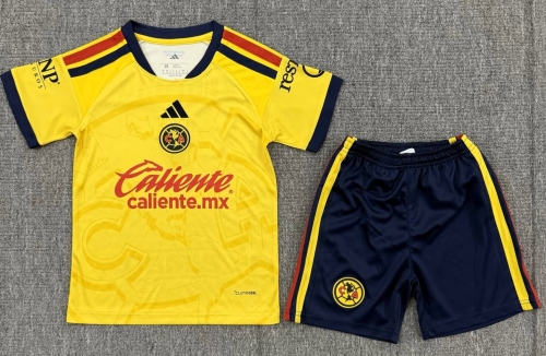 Kids 2026/27 Club América Home Yellow Kids/Youth Soccer Uniform-522