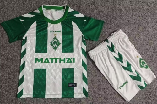 Kids 2026/27 SV Werder Bremen Home Green & White Kids/Youth Soccer Uniform-1040