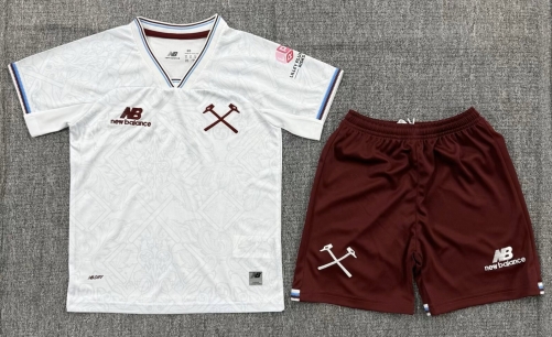 Kids 2026/27 West Ham United Away White Kids/Youth Soccer Uniform-BL
