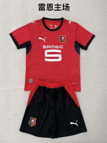 Kids 2026/27 Stade Rennais Home Red Kids/Youth Soccer Uniform-208
