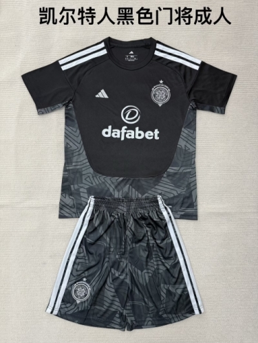 Kids 2026/27 Celtic Goalkeeper Black & Gray Kids/Youth Soccer Uniform-208