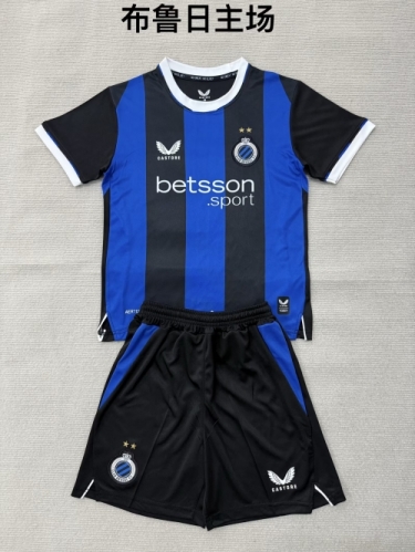 Kids 2026/27 Club Brugge Home Black & Blue Kids/Youth Soccer Uniform-208