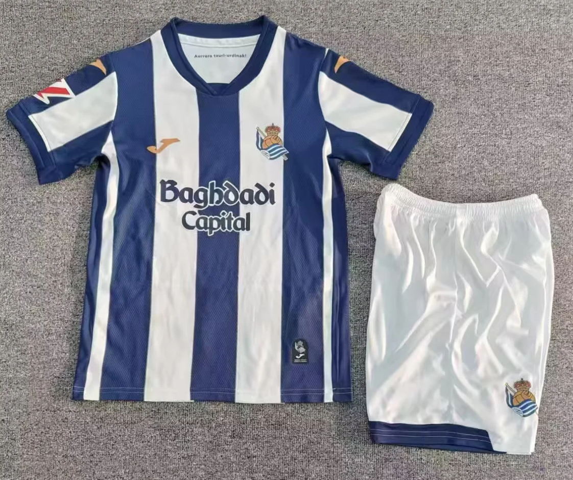 Kids 2026/27 Real Sociedad Home White & Blue Kids/Youth Soccer Uniform-530/JY/208/1040