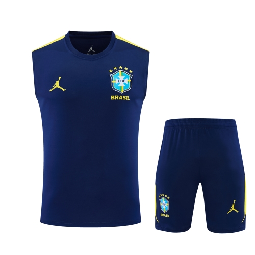 2026/27 Brazil Royal Blue Thailand Soccer Training Vest Set-418
