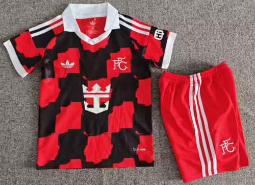 Kids 2026/27 Fulham FC Away Black & Red Kids/Youth Soccer Uniform-1040