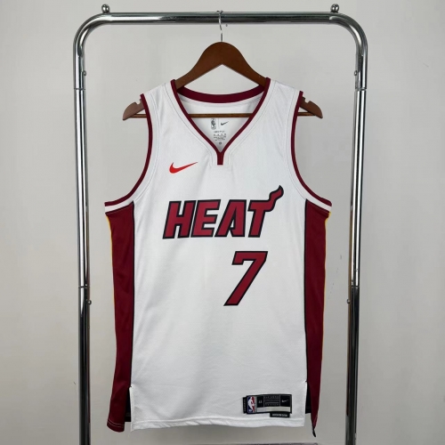 Miami Heat NBA White V-Collar #7 Jersey-311