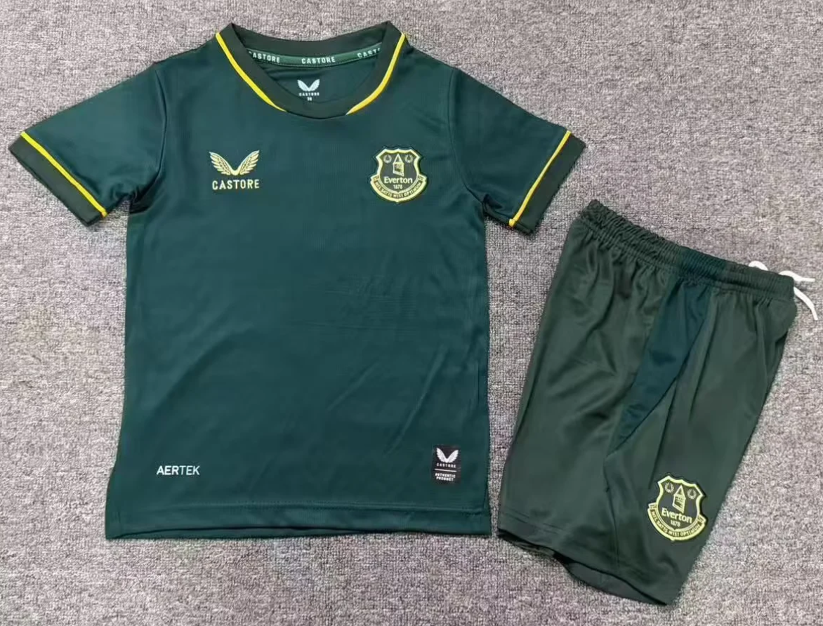 Kids 2026/27 Everton 2nd Away Green Kids/Youth Soccer Uniform-1040