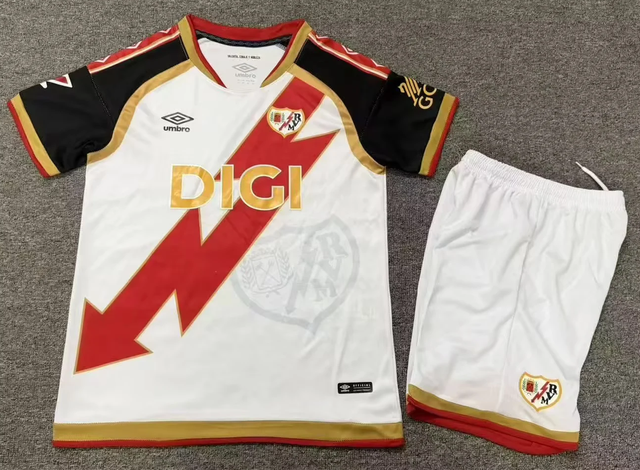 Kids 2026/27 Rayo Vallecano Home White Kids/Youth Soccer Uniform-1040