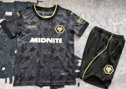 Kids 2026/27 Wolverhampton Wanderers 2nd Away Black Kids/Youth Soccer Uniform-1040