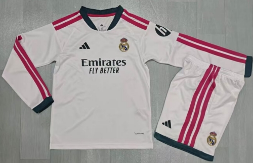 Kids 2026/27 Real Madrid Home White LS Kids/Youth Soccer Uniform-49
