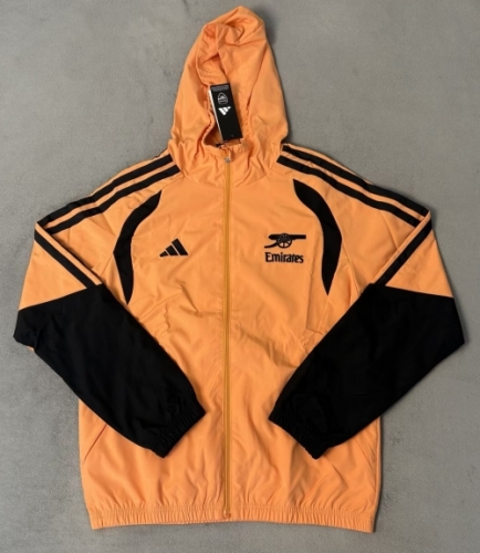 2026/27 Arsenal Orange Windbreaker Hoodies Top With Hat-510