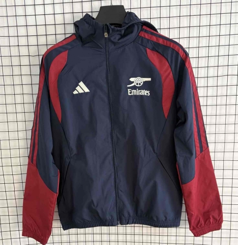 2026/27 Manchester United Black Windbreaker Hoodies Top With Hat-510