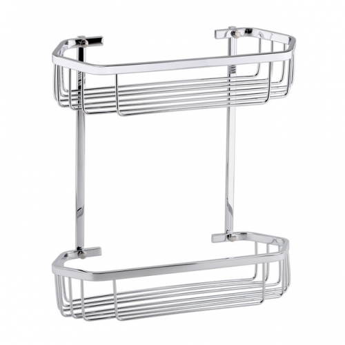 Chrome Modern 2 Tier Hexagonal Fixed Wire Baske