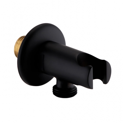 Round Wall Elbow & Shower Handset Holder - Matt Black