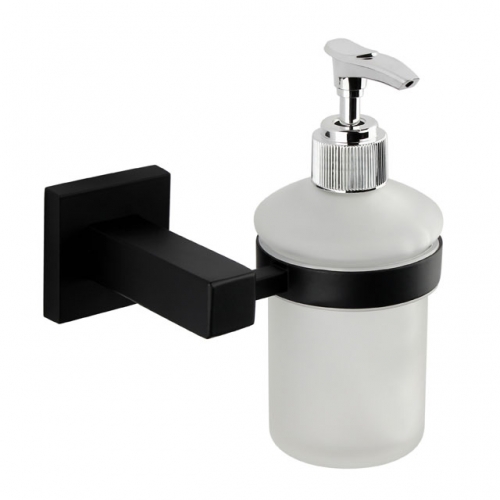 Brass Square Soap Dispenser  & Holder-Matt Black