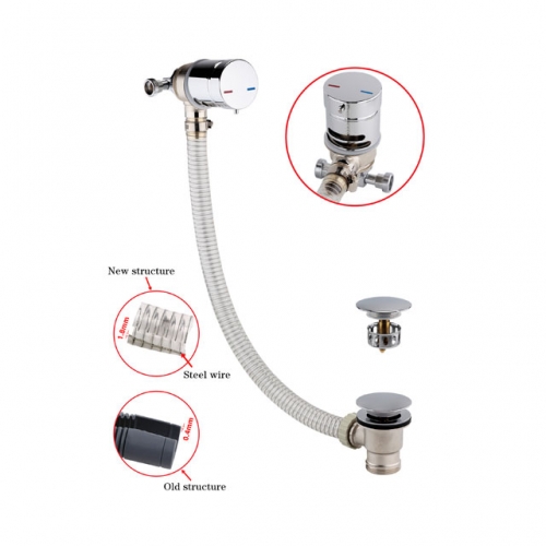 Easy Clean Click Clack Brass Bath  Mixer Filler with G3/4 inlet with brass waste body &High Pressure HOSE LENGTH 560MM (the hose's length can cut)