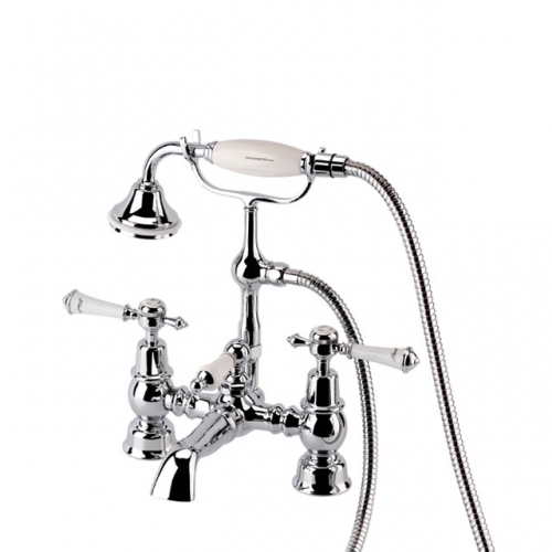 Traditional Whole Brass Lever Handle Desk Bath Tap With Shower-CP