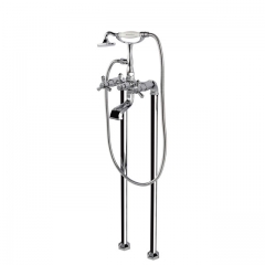 Art Deco Freestanding Traditional Desk Bath Tap With Shower And Hexagonal Unextend Legs