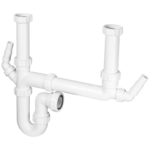 2.0 Bowl Kitchen Sink Plumbing Kit with 2 Nozzles