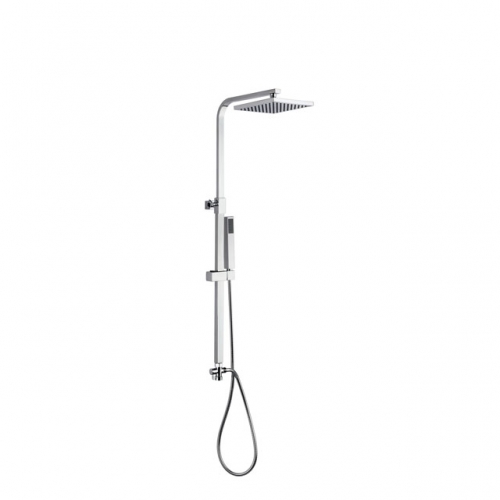 Square Telescopic Shower Set With SS304 Pipe,20CM ABS Shower Head And G3/4 diverter - Chrome（Shower  Thermostatic Valve Not Include)