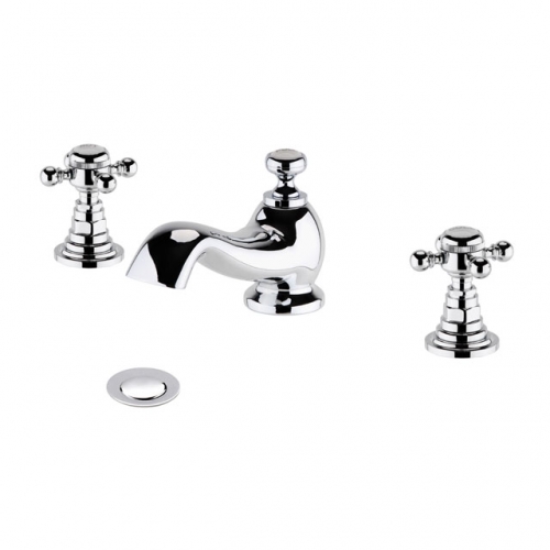 Traditional 3 Holes  Crosshead Basin Mixer With Pop-Up Waste