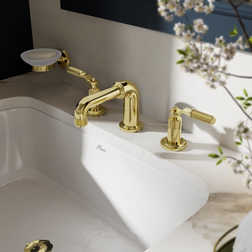 Luxuriously Industrial Style 3holes Basin Mixer+Click Waste