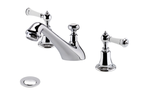 Traditional 3 holes whole brass basin tap with brass pop-up waste  with Traditional  lever handle