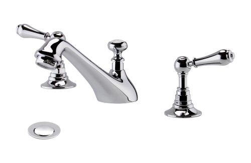Traditional 3 holes whole brass basin tap with brass pop-up waste