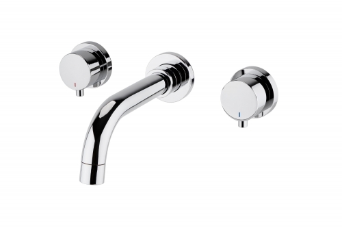 Curved ₵24 spout wall mounted 3 holes brass bath tap