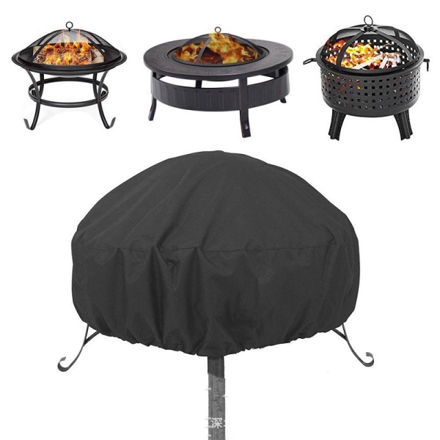 Popular outdoor 210D Oxford round dust fire pit covers waterproof chimenea oven cover