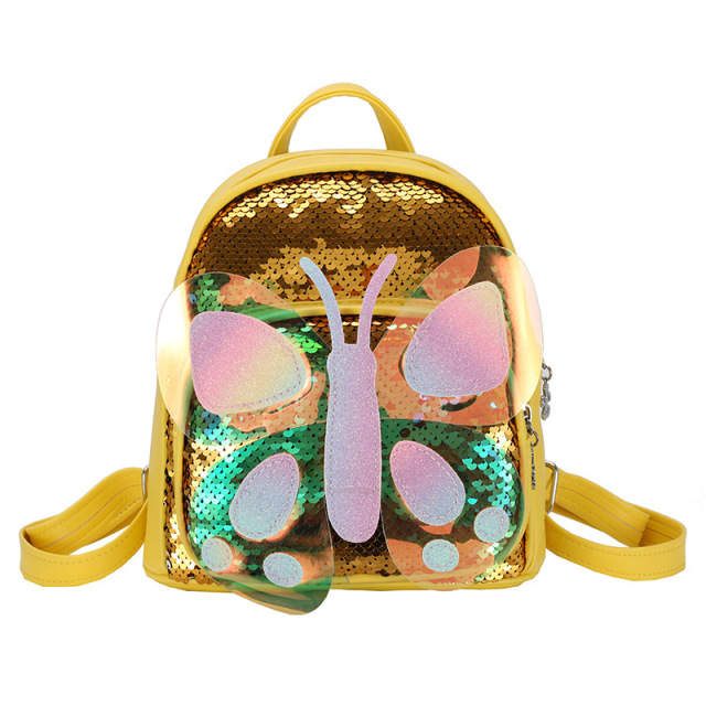 New Design Colorful Glitter Little Girls School Backpacks with Wings