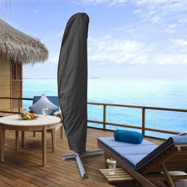 Garden Oxford Waterproof Banana Shape Black Sun Umbrella Cover Patio Cover