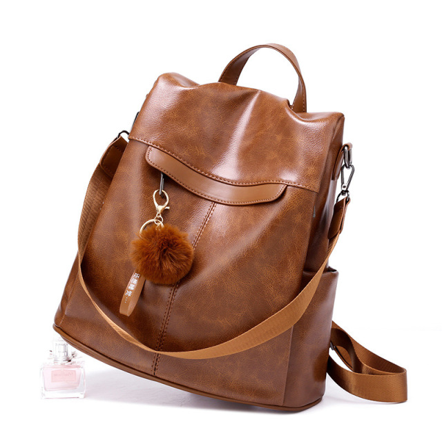 Stylish Simple Ladies Western Style PU Leather Backpack Wholesale