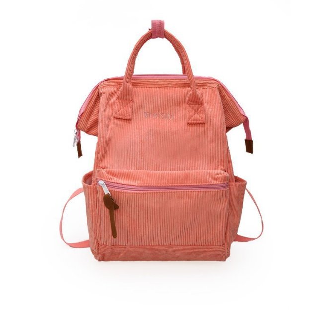 2021 New Arrivals Vintage Simple Solid Color Cordoroy College Bags Girls Backpack
