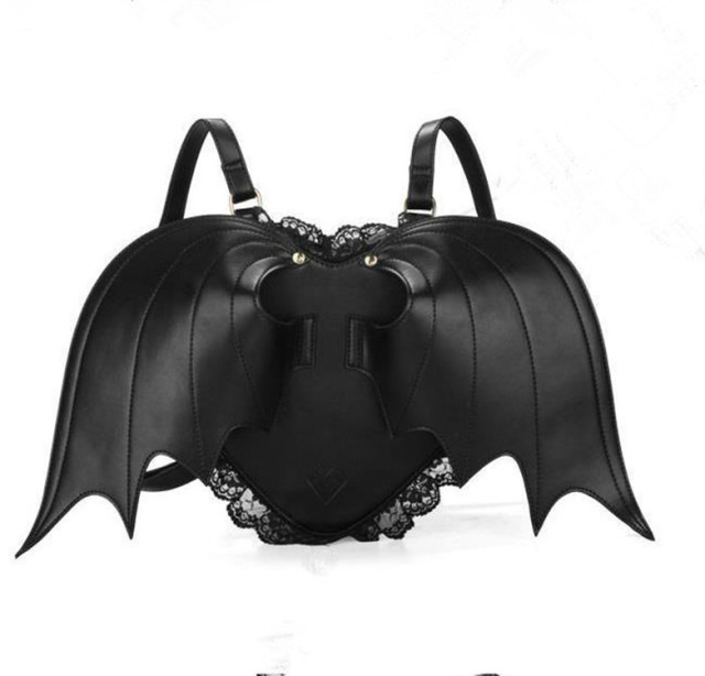 2021 Best Selling Original Simple Style Bat Shape Leather Black Backpack