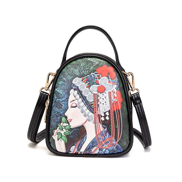 Trendy Beautiful Cartoon Print Small Cellphone Sling Crossbody Bag Backpack