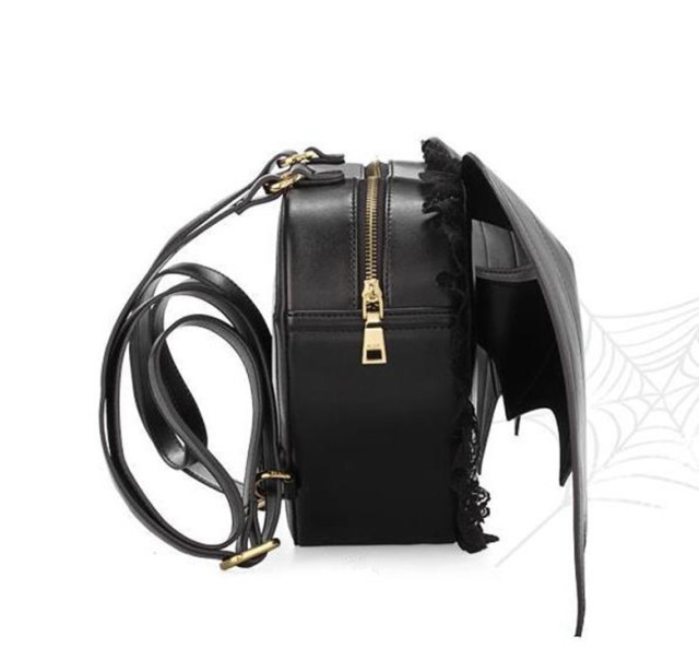 2021 Best Selling Original Simple Style Bat Shape Leather Black Backpack