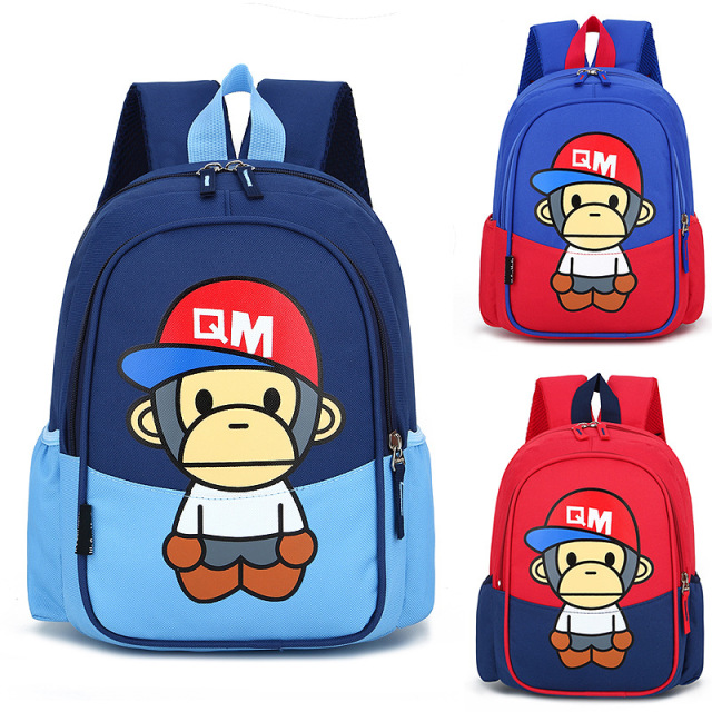 Custom Cute Monkey Print Waterproof Nylon Backpack Children Kids School Bags Boys