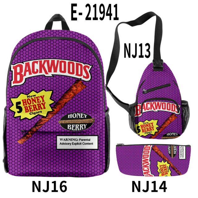 2021 3D Printed Backwoods Backpack for Boys Laptop Shoulder School Bag Travel Bags 3pcs Sets