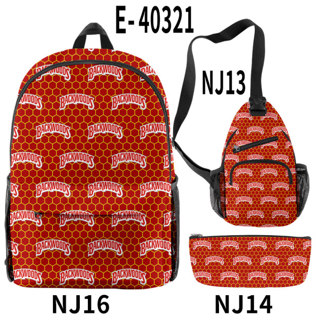 2021 3D Printed Backwoods Backpack for Boys Laptop Shoulder School Bag Travel Bags 3pcs Sets